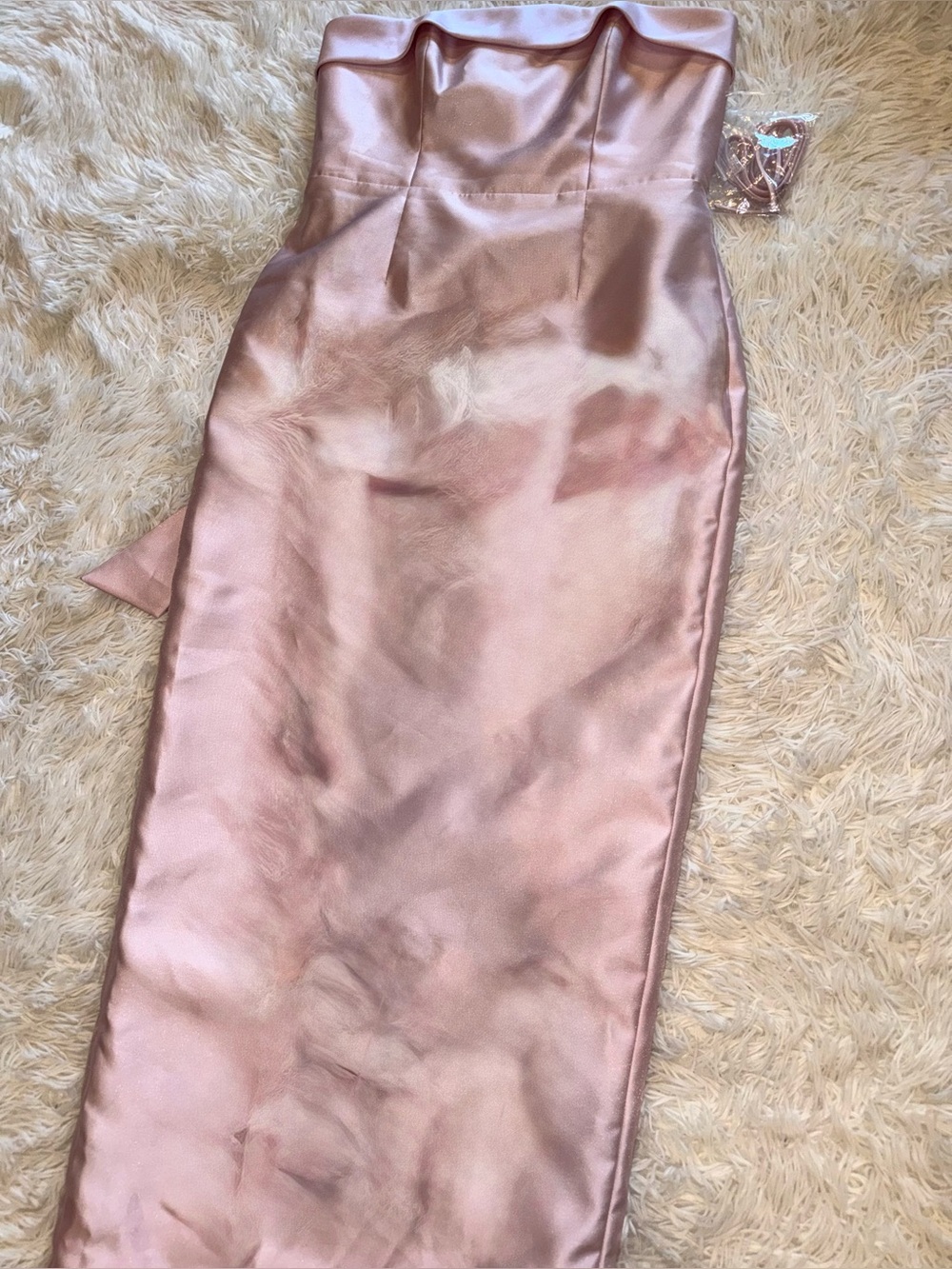 NEW Alfred Sung Eliza Bow Back Strapless Ballet Pink Satin Column Gown SZ 4 - Picture 5 of 8